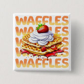 Stapel wafels bedekt met aardbeien vierkante button 5,1 cm (Voorkant)