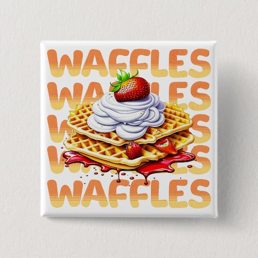 Stapel wafels bedekt met aardbeien vierkante button 5,1 cm (Voorkant)