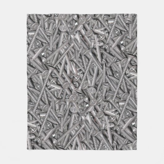 Stapel zilver gekleurde gipsplaat schroeven fleece deken (Voorkant)