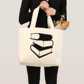 Stapel zwarte boeken grote tote bag (Voorkant (product))