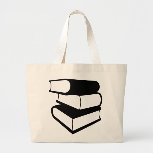Stapel zwarte boeken grote tote bag (Voorkant)