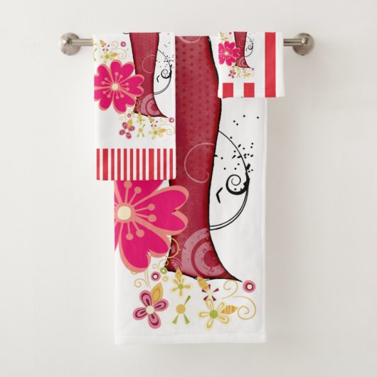 Stapelaar voor rode en witte stripe handdoeken (Insitu)