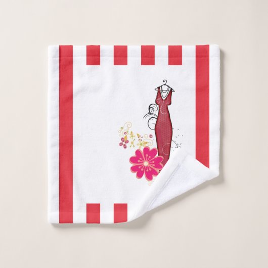 Stapelaar voor rode en witte stripe handdoeken (Wasdoekje)