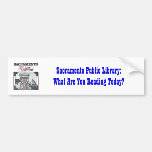 Stapelbord voor openbare bibliotheek Sacramento Bumpersticker (Voorkant)