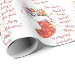Stapelbrief van Santa Christmas Cadeaupapier<br><div class="desc">Schattigee kerstkous gevuld met goodies letter van de kerstman gepersonaliseerde kerst (Xmas) inpakpapier.</div>