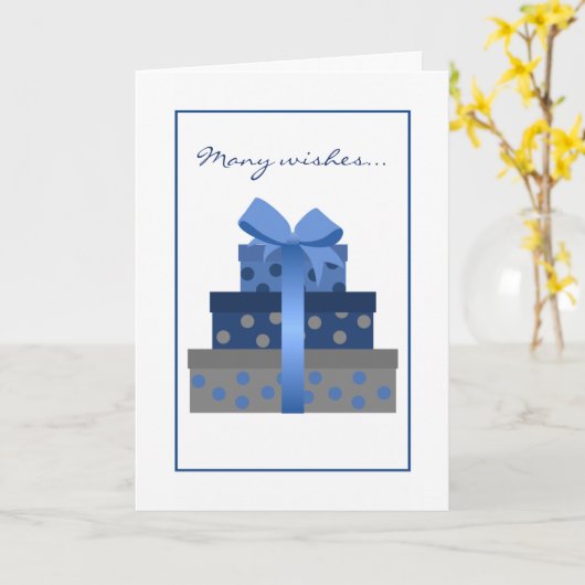 Stapelde cadeaudozen Birthday Kaart (Gele Bloem)