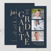 Stapelde Charm Editable Color Afstuderen Invitatio Kaart (Voorkant / Achterkant)