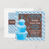 Stapelde Cupcakes 1st Birthday Party met polkadots Kaart (Voorkant / Achterkant)