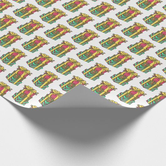 Stapelde gevlekte kerstcadeautjes cadeaupapier (Hoek)