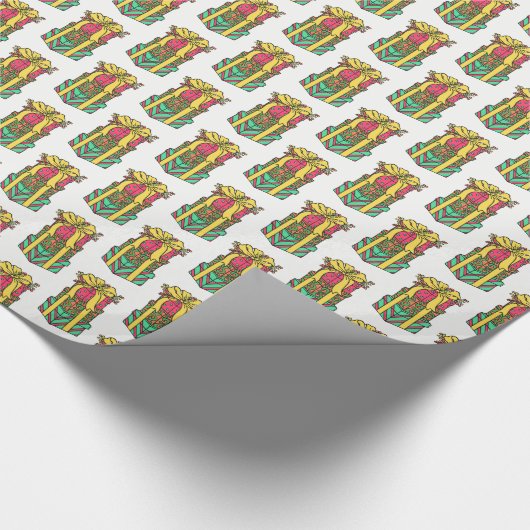 Stapelde gevlekte kerstcadeautjes cadeaupapier (Hoek)