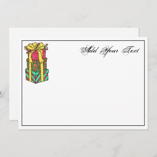 Stapelde gevlekte kerstcadeautjes feestdagenkaart (Voorkant / Achterkant)