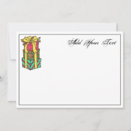 Stapelde gevlekte kerstcadeautjes feestdagenkaart