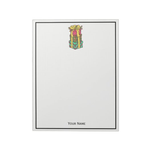 Stapelde gevlekte kerstcadeautjes notitieblok (Linkerzijde)