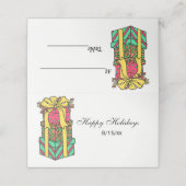 Stapelde gevlekte kerstcadeautjes plaatskaartje (Buitenkant ongevouwen)