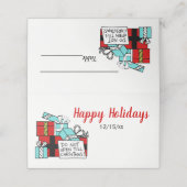 Stapelde gevlekte kerstcadeautjes plaatskaartje (Buitenkant ongevouwen)