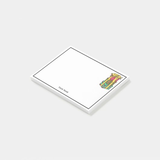 Stapelde gevlekte kerstcadeautjes post-it® notes (Schuin)