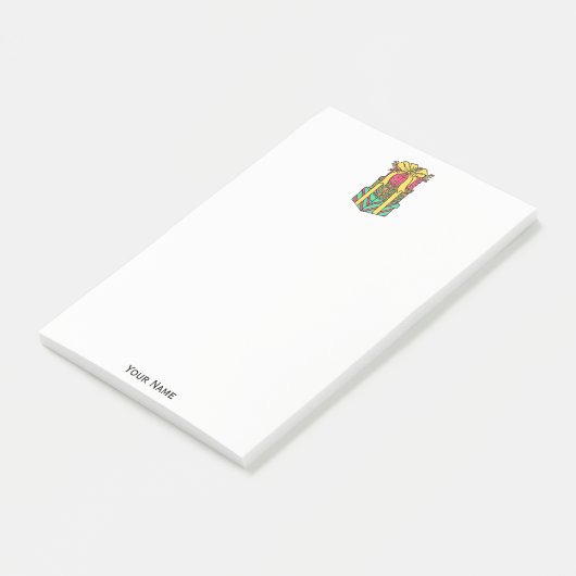 Stapelde gevlekte kerstcadeautjes post-it® notes (Schuin)