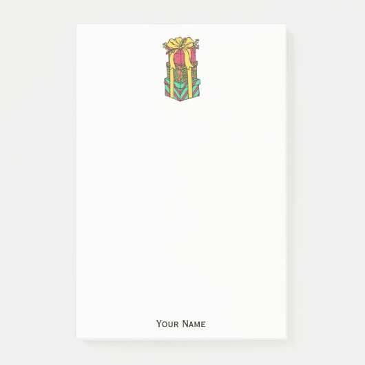 Stapelde gevlekte kerstcadeautjes post-it® notes (Voorkant)