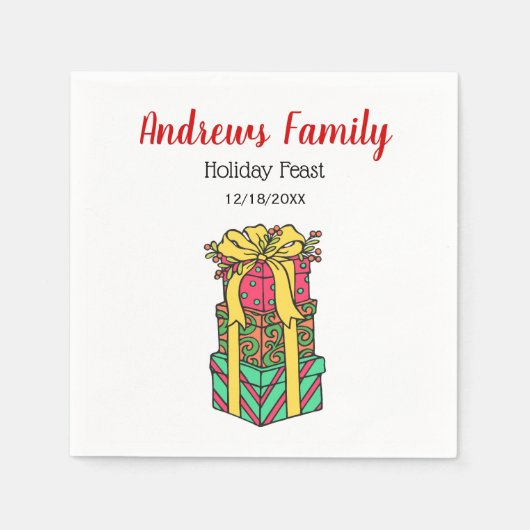 Stapelde gevlekte kerstcadeautjes servetten (Voorkant)