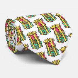 Stapelde gevlekte kerstcadeautjes stropdas