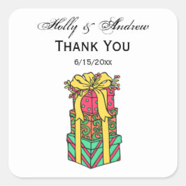 Stapelde gevlekte kerstcadeautjes vierkante sticker