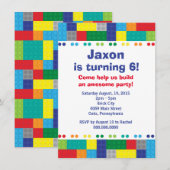 Stapelen Bricks Boy's verjaardagsfeestje Kaart (Voorkant / Achterkant)