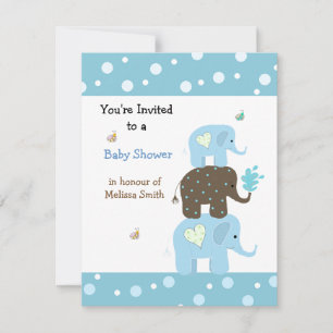 Stapelende Olifanten Baby Shower Uitnodiging