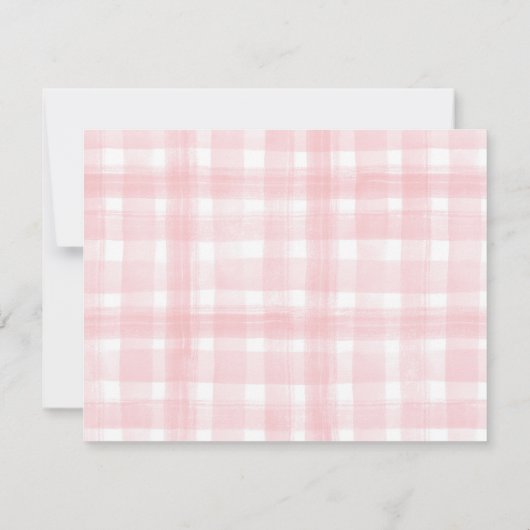 Stapelgoed van Roze Gingham Laurel Crest Bedankkaart (Achterkant)