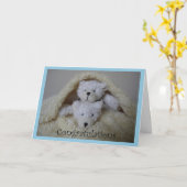 Stapeljongen tweeling beren gefeliciteerd kaart (Gele Bloem)