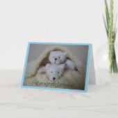 Stapeljongen tweeling beren gefeliciteerd kaart (Voorkant)