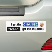 Stapelklep wijzigen & Benjamins Bumpersticker (Op auto)