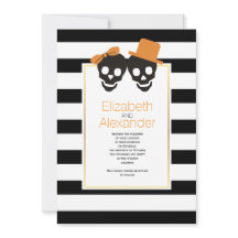 Stapelkoppels en strepen oranje Halloween bruiloft