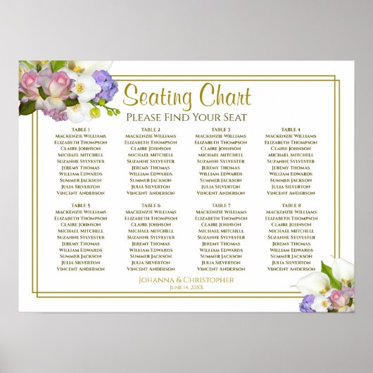 Stapellente Floral 8 Tafel Startbord Poster (Voorkant)