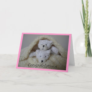 Stapelmeisje tweeling beren gefeliciteerd kaart