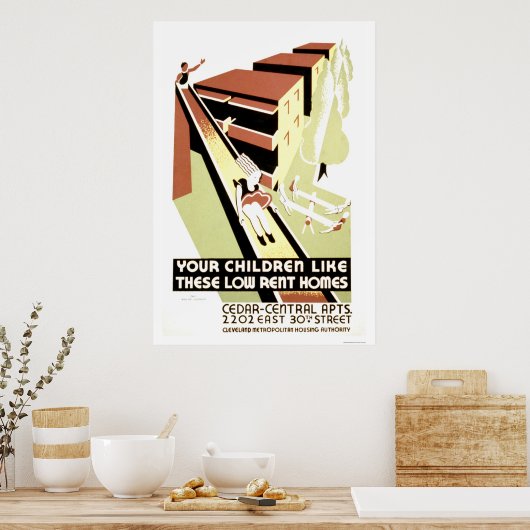 Stapelmodel 1940 WPA voor thuisgebruik met lage hu Poster (Keuken)