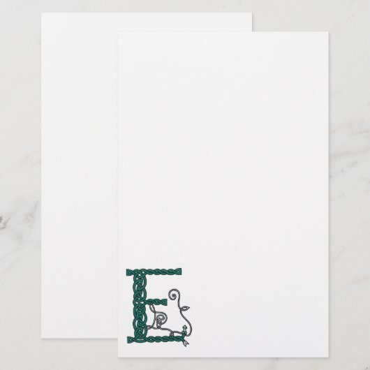 Stapelpapier met Keltische letter E Briefpapier (Voorkant / Achterkant)