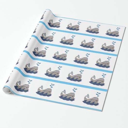 Stapelpapier voor walvisvangst cadeaupapier (Uitgerold)