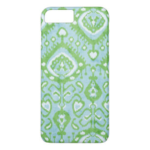 Stapelpatronen met blauwe en groene ikat iPhone 8/7 plus hoesje