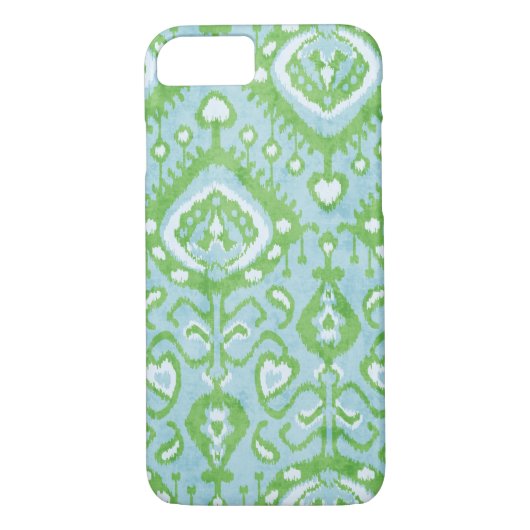 Stapelpatronen met blauwe en groene ikat Case-Mate iPhone case (Achterkant)