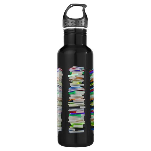 Stapels boeken waterfles  (Voorkant)