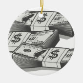 Stapels contant geld keramisch ornament (Voorkant)