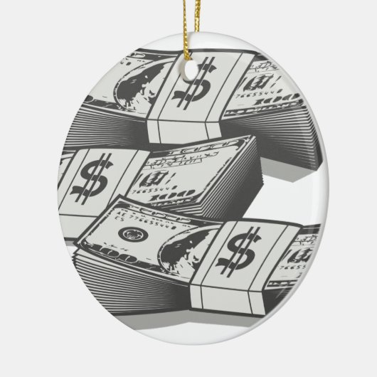 Stapels contant geld keramisch ornament (Links)