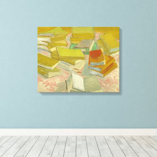 Stapels Franse romans | Vincent van Gogh Canvas Afdruk (Insitu (Houten vloer))