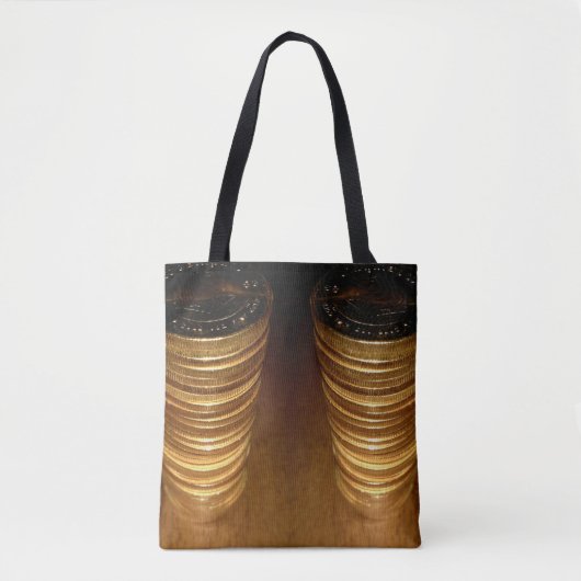 Stapels goudmunten tote bag (Voorkant)