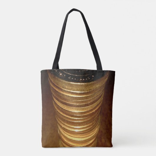 Stapels goudmunten tote bag (Achterkant)