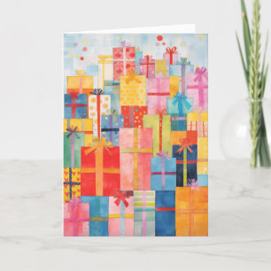 Stapels van verpakte geschenken kerst Kaart