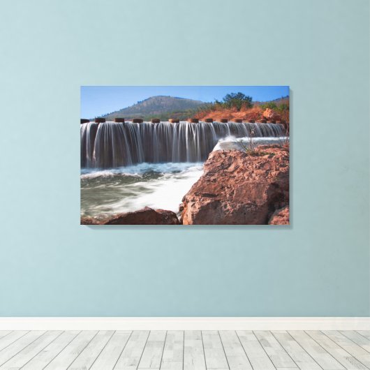 Stapelstenen boven de waterval canvas afdruk (Insitu (Houten vloer))