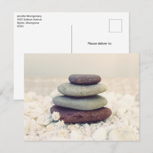 Stapelstenen Meditatieve Cairn Briefkaart (Voorkant / Achterkant)