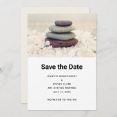 Stapelstenen Meditatieve Cairn bruiloft Save The Date (Voorkant / Achterkant)