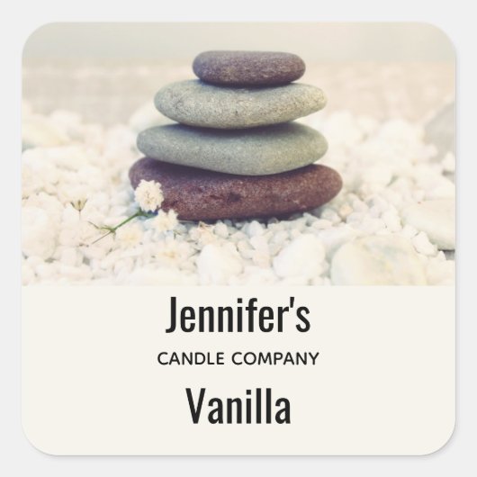 Stapelstenen Meditatieve Cairn Candle Business Vierkante Sticker (Voorkant)